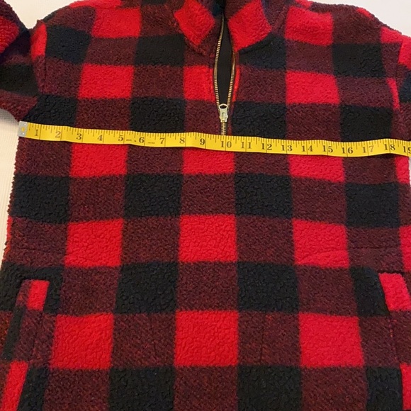 Old Navy woman’s Sherpa 1/2 zip Sweater checked pullover size Small - Picture 8 of 11